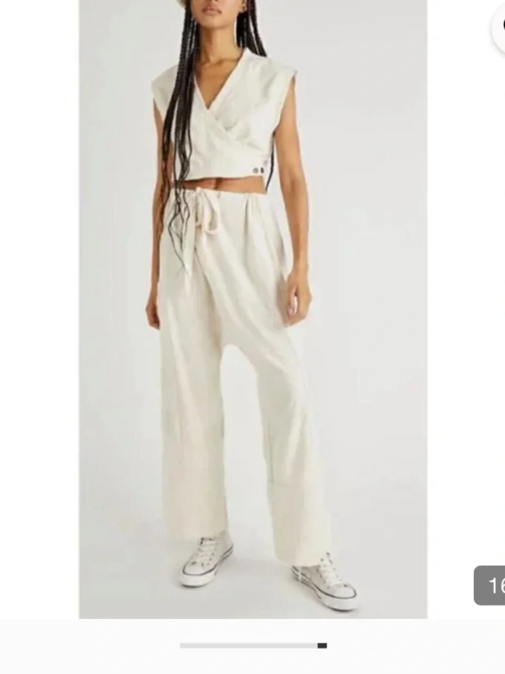 Free people Cropped Cream Terry Vest - Neutral Beach Style